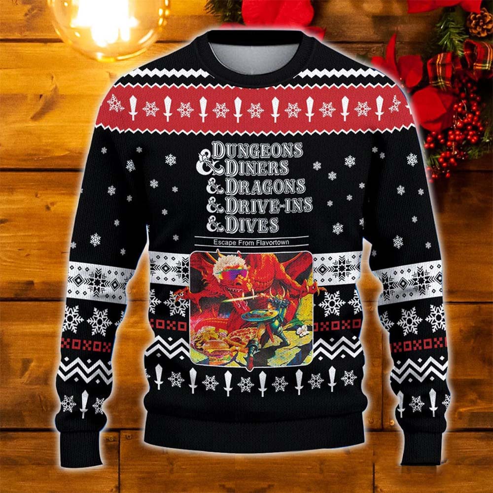 Dungeons Diners Dragons Drive Ins Dives Christmas Sweater Dungeons Diners Dragons Drive Ins Dives Christmas Sweater