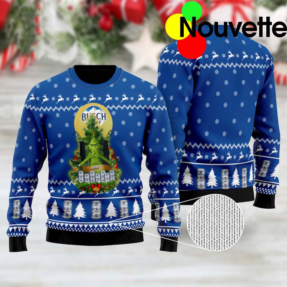 Busch Light Grinch Snow Ugly Christmas Sweater Busch Light Grinch Snow Ugly Christmas Sweater