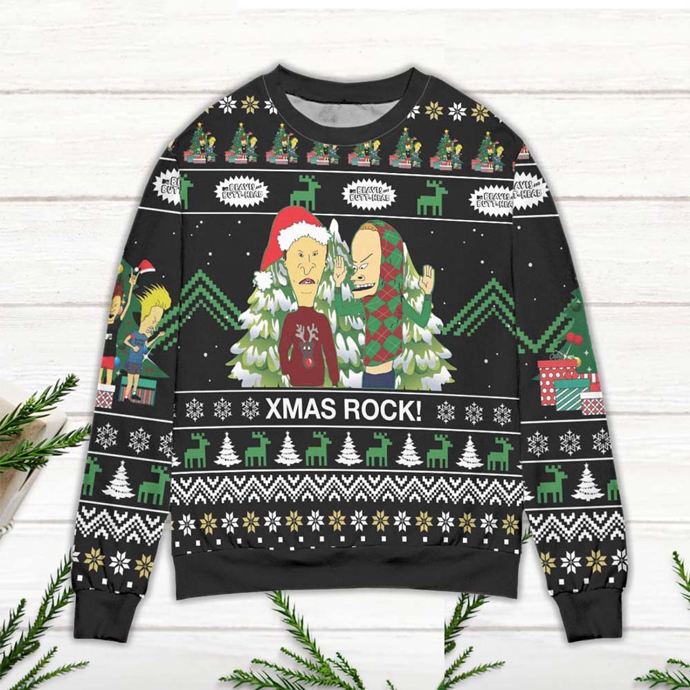 Beavis And Butt-Head Xmas Rock Christmas Sweater Beavis And Butt-Head Xmas Rock Christmas Sweater