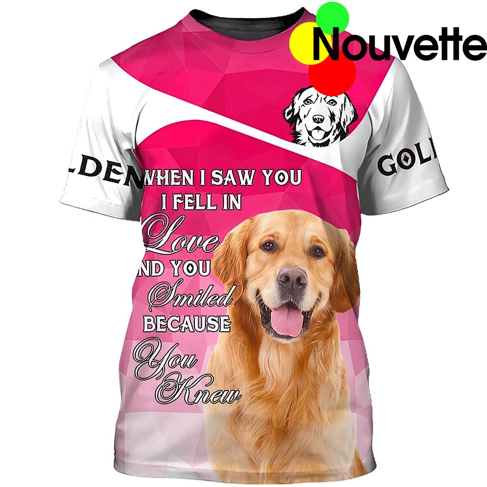 Golden Retriever When I Saw You I Feel Love 3D Shirt Golden Retriever When I Saw You I Feel Love 3D Shirt