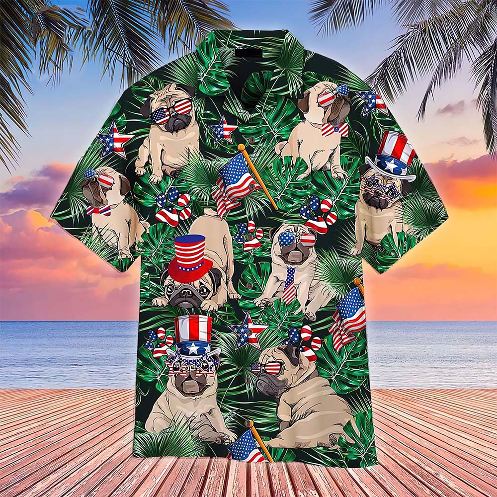 4Th Of July Happy Pug Hawaiian Shirt 4Th Of July Happy Pug Hawaiian Shirt