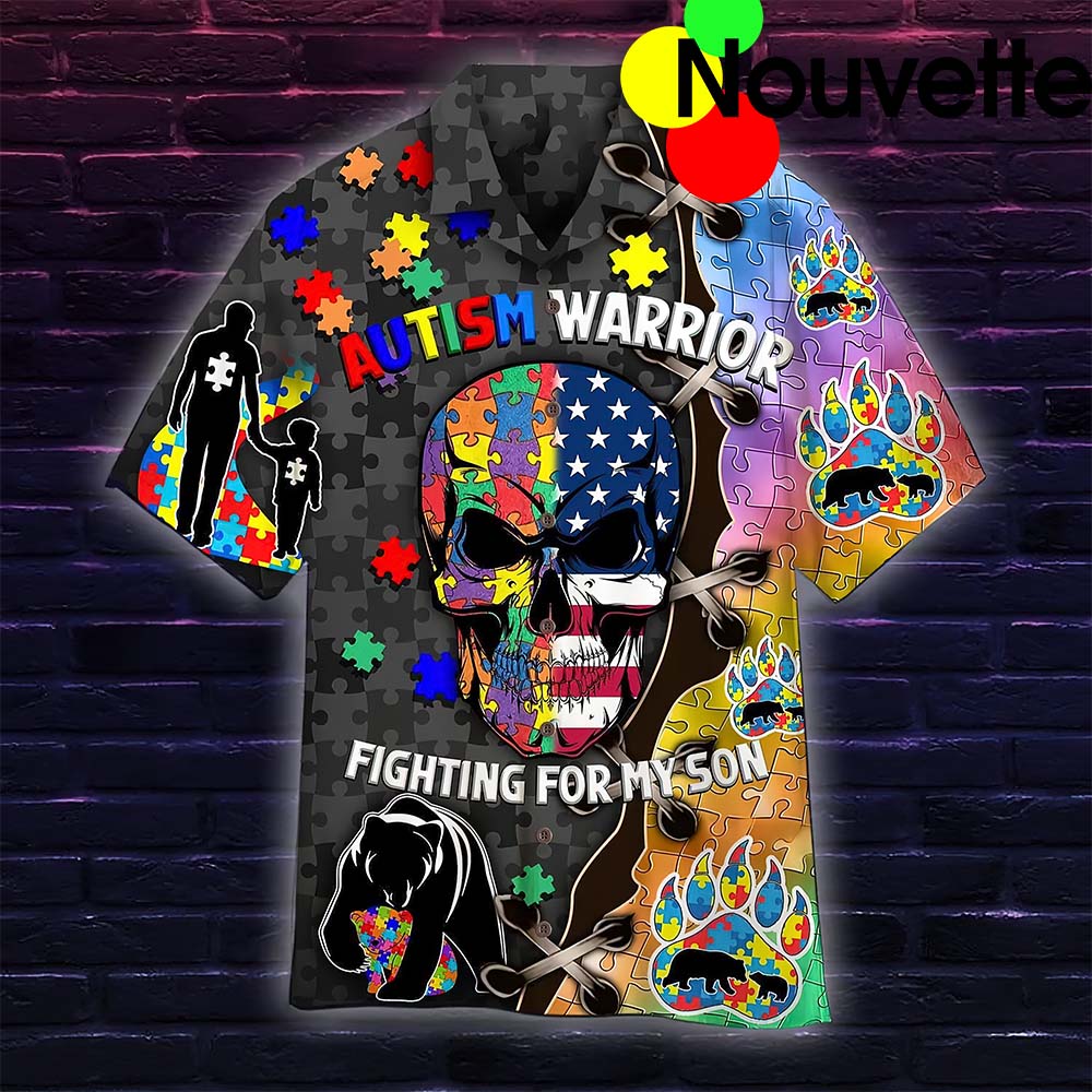 Autism Warrior Fighting For My Son Hawaiian Shirt Autism Warrior Fighting For My Son Hawaiian Shirt