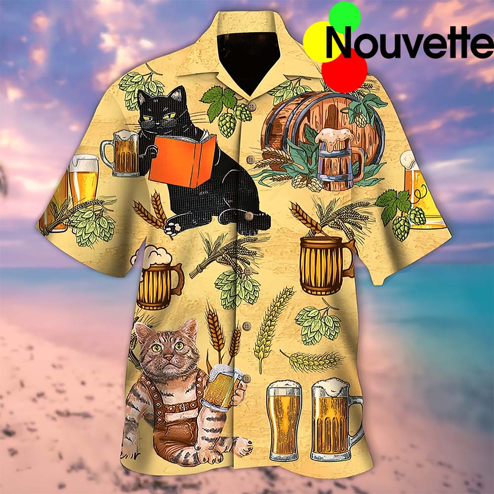Cat Drink Beer Hawaiian Shirt