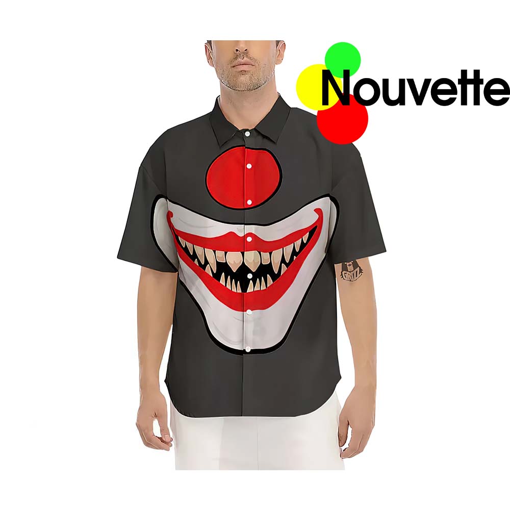 Smiling Clown Grey Halloween Hawaiian Shirt