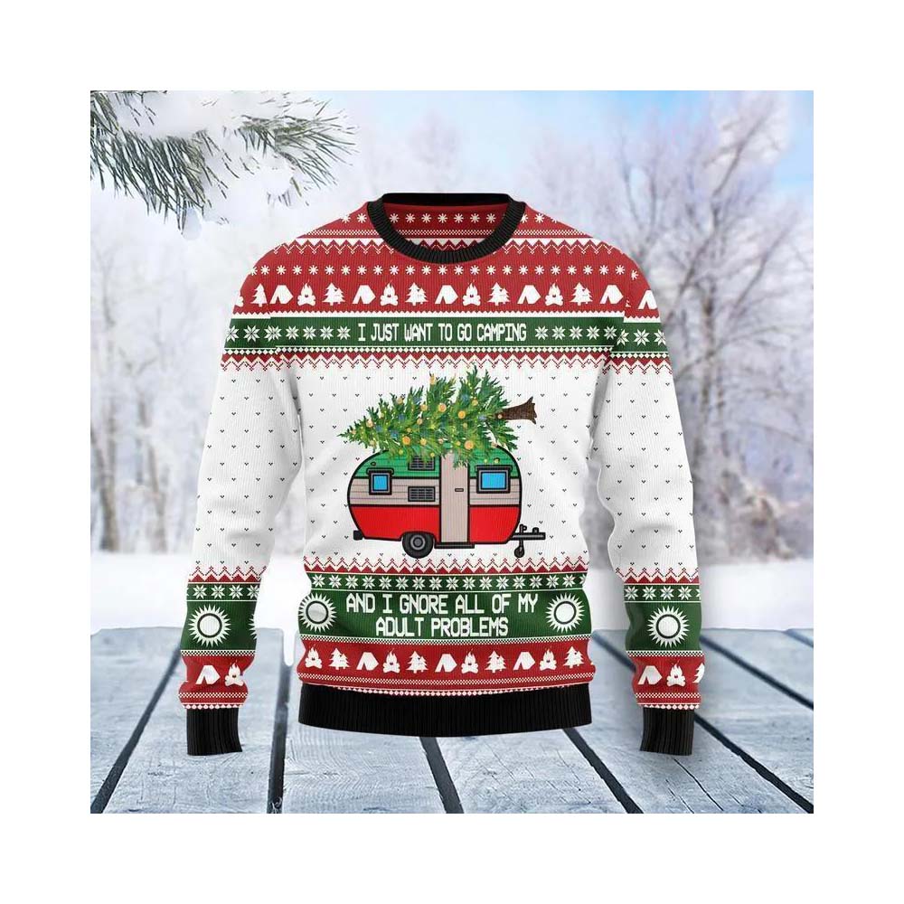 I Just Want To Go Camping Ugly Christmas Sweater I Just Want To Go Camping Ugly Christmas Sweater