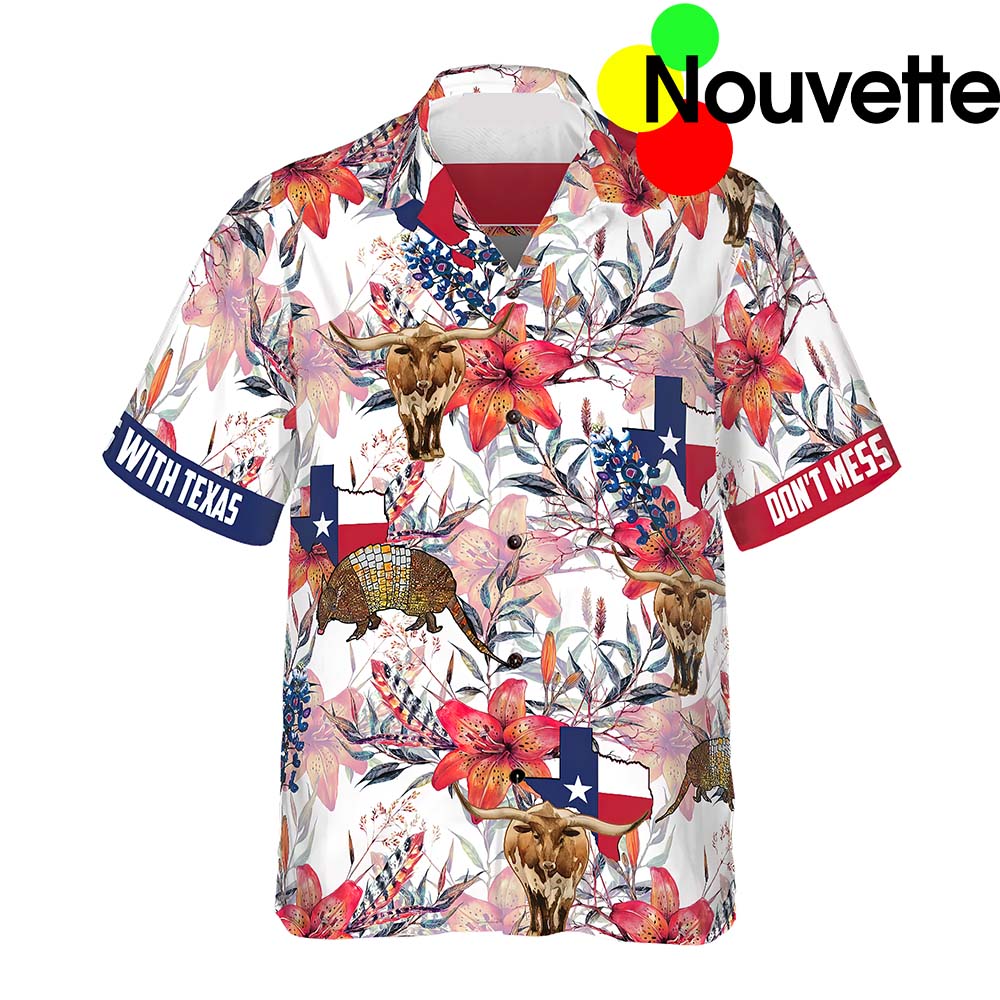 Texas Longhorn Bluebonnet And Armadillo Hawaiian Shirt