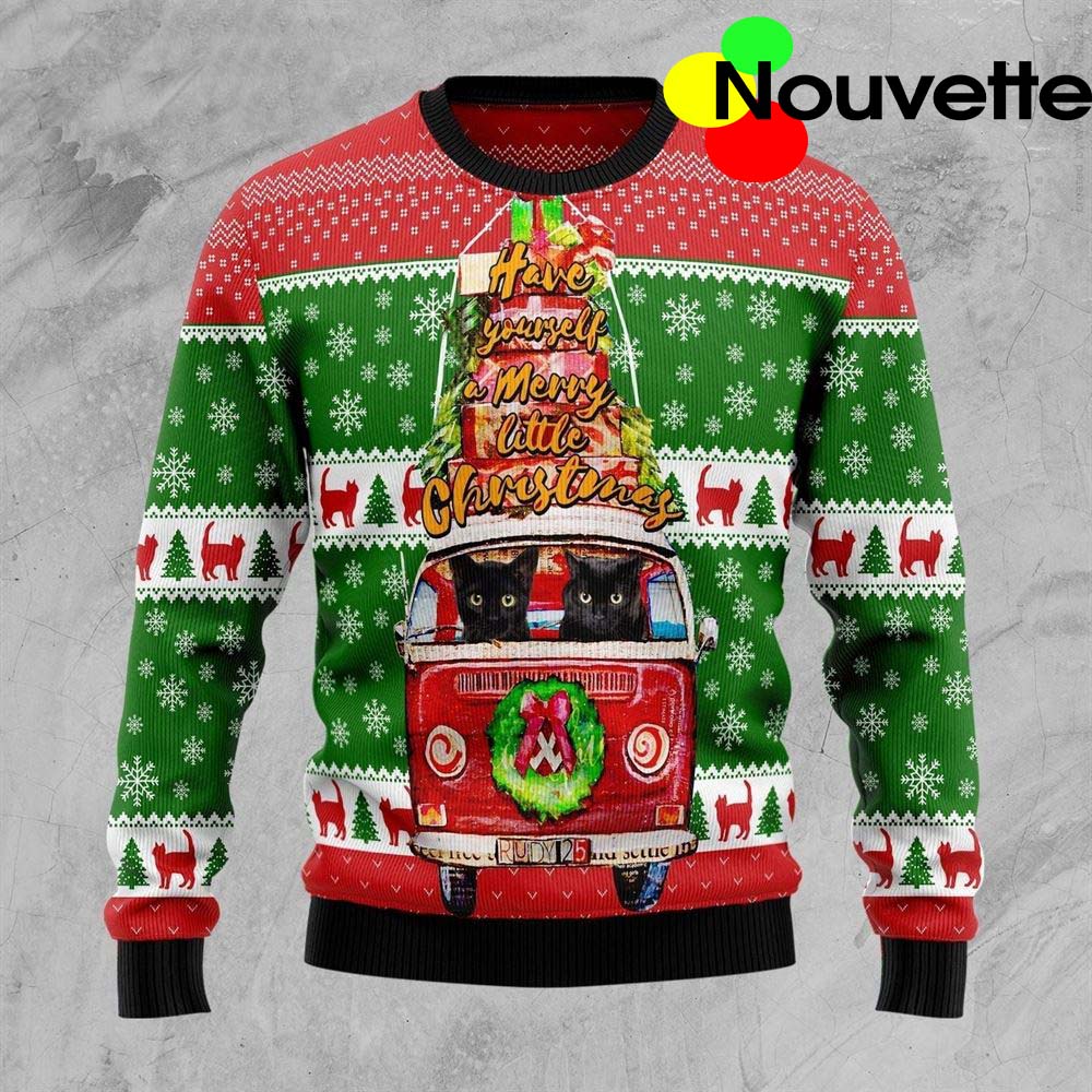 Black Cat Little Christmas Ugly Sweater Black Cat Little Christmas Ugly Sweater
