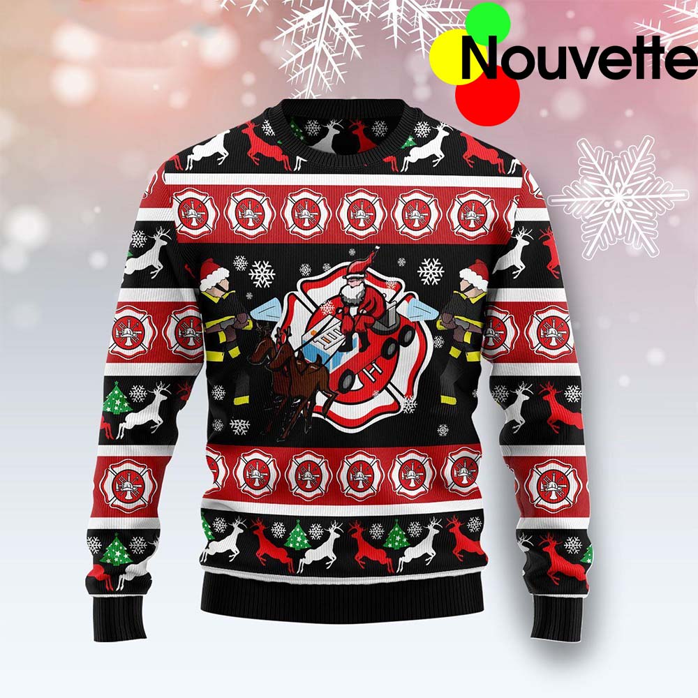 Firefighter Fireman Christmas Ugly Sweater Firefighter Fireman Christmas Ugly Sweater