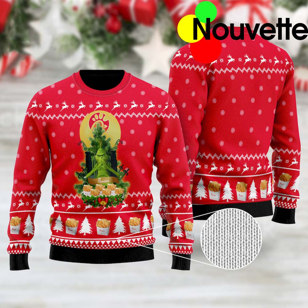 Chick-Fil-A Grinch Snow Ugly Christmas Sweater Chick-Fil-A Grinch Snow Ugly Christmas Sweater