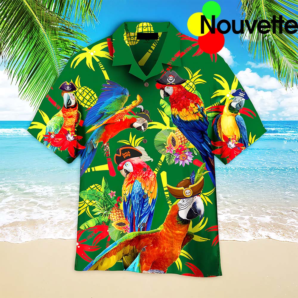 Pirate Parrots Tropical Aloha Hawaiian Shirt
