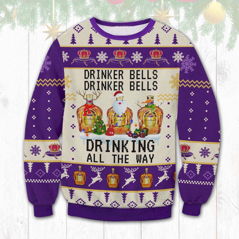 Crown Royal Drinker Bells Ugly Christmas Sweater