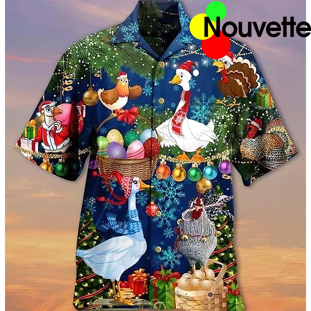Lovely Goose And Chicken Welcome Thanksgiving And Christmas Hawaiian Shirt