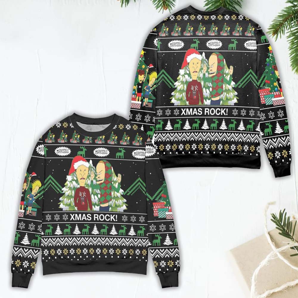 Beavis And Butt-Head Xmas Rock Christmas Sweater Beavis And Butt-Head Xmas Rock Christmas Sweater