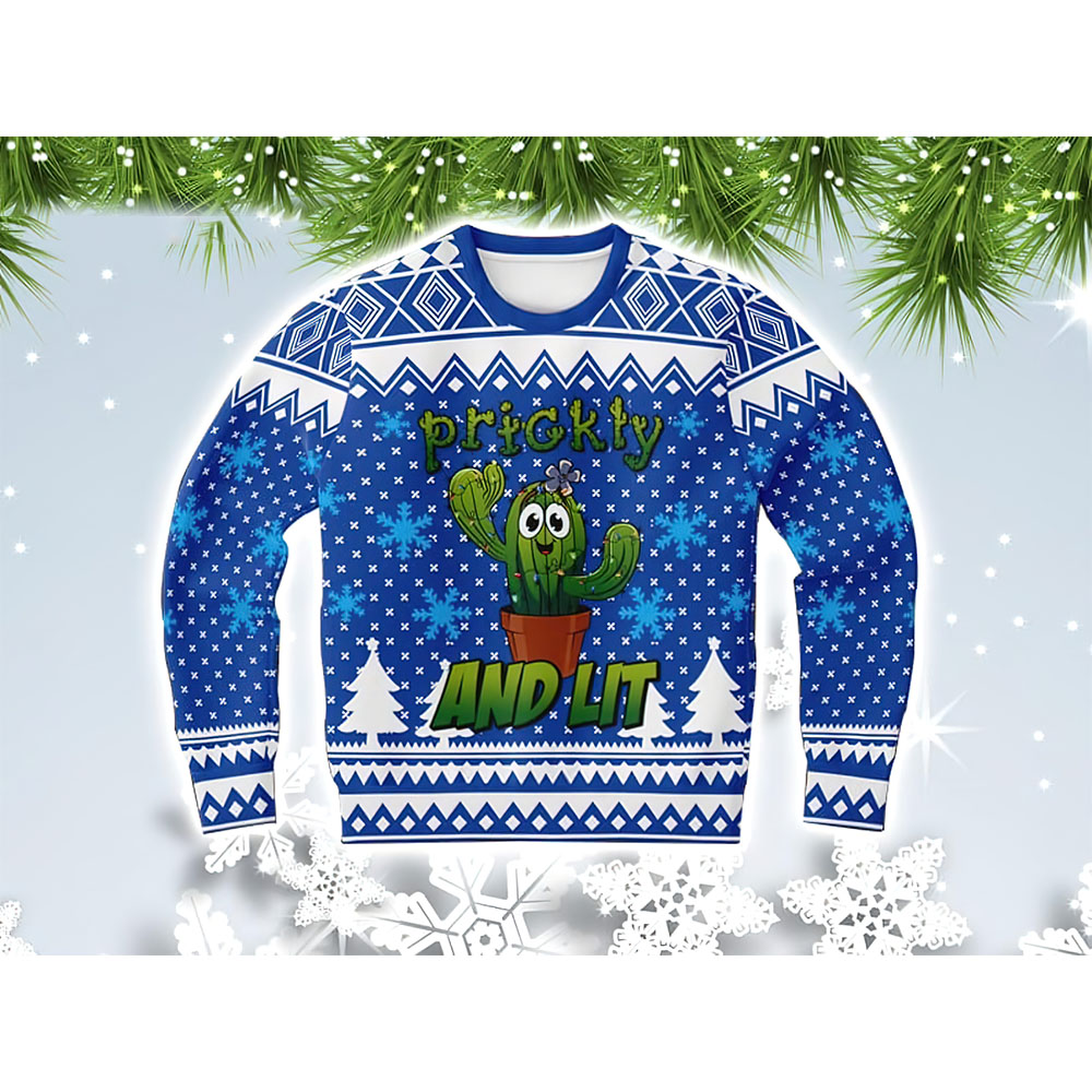 Prickly And Lit Christmas Sweater Prickly And Lit Christmas Sweater