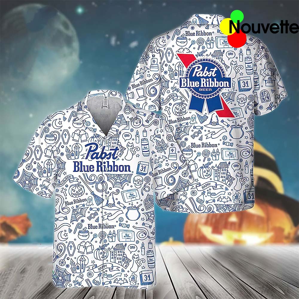 Halloween Pabst Blue Ribbon Hawaiian Shirt Halloween Pabst Blue Ribbon Hawaiian Shirt