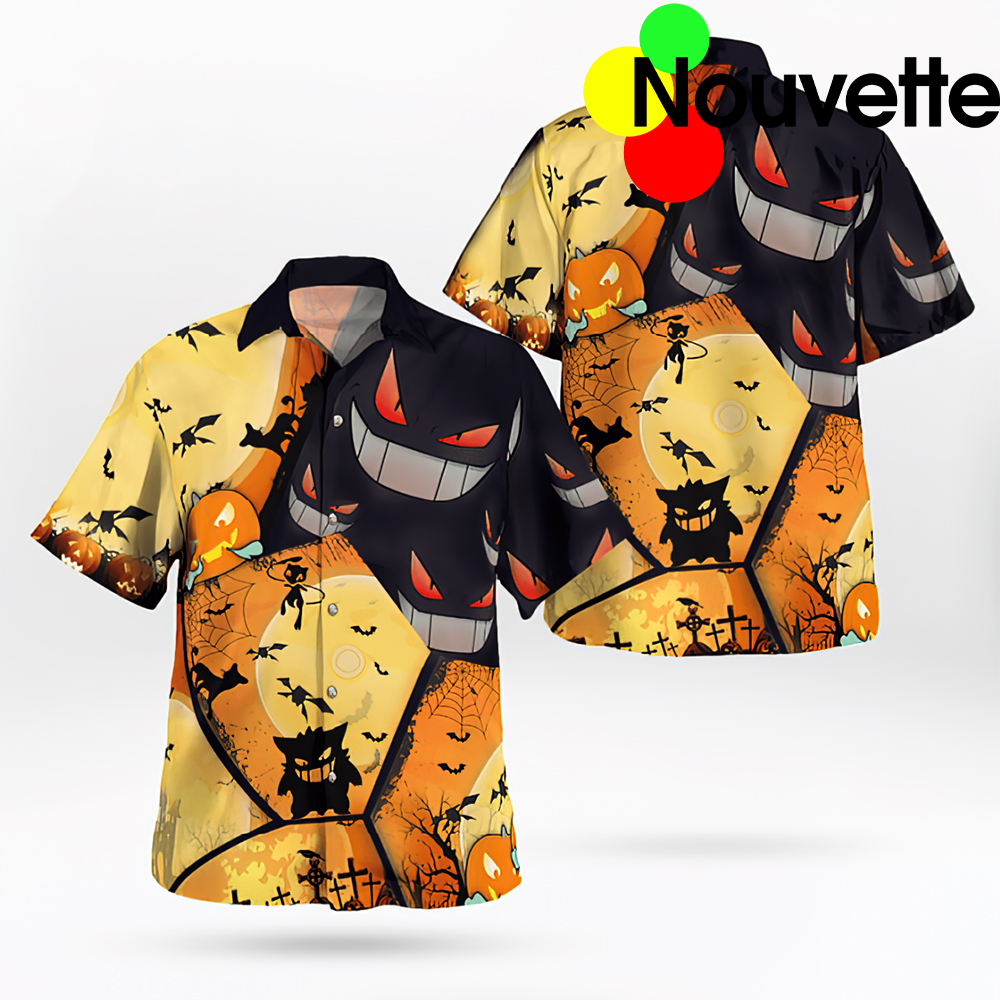 Gengar Halloween Hawaiian Shirt Gengar Halloween Hawaiian Shirt