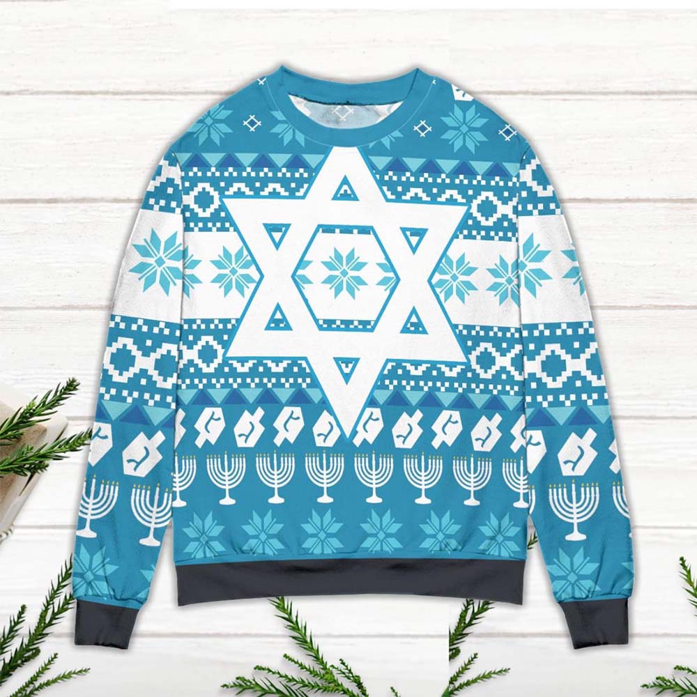 Snowflake And Candles Pattern Ugly Christmas Sweater Snowflake And Candles Pattern Ugly Christmas Sweater