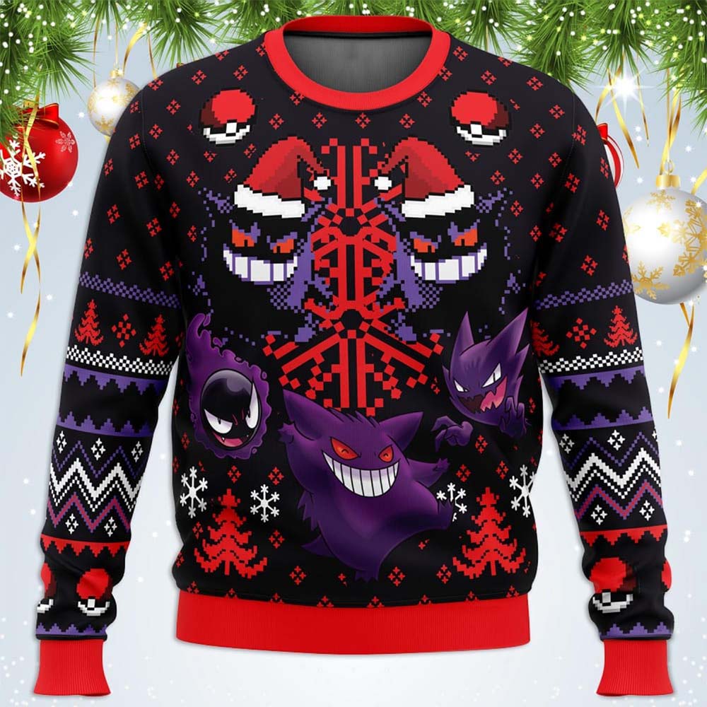 Ghosts Gengar Ghastly Ugly Christmas Sweater Ghosts Gengar Ghastly Ugly Christmas Sweater