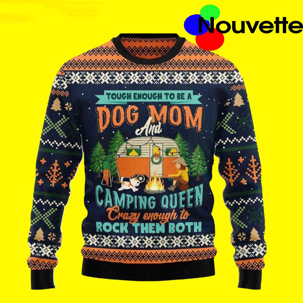 Dog Mom Camping Christmas Ugly Sweater