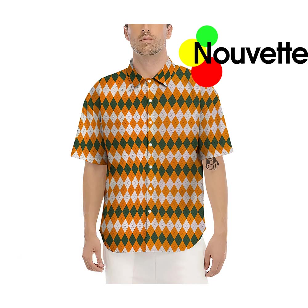 Themed Argyle Pattern Halloween Hawaiian Shirt Themed Argyle Pattern Halloween Hawaiian Shirt