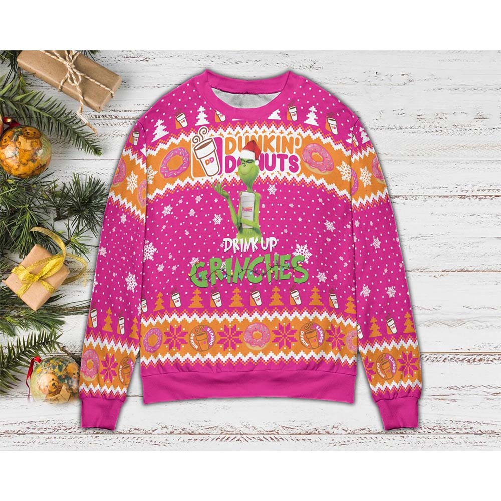 Grinch Dunkin Donuts Ugly Christmas Sweater Grinch Dunkin Donuts Ugly Christmas Sweater