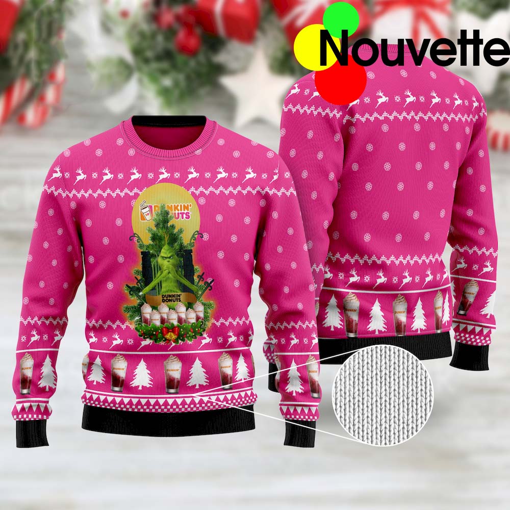 Dunkin Donuts Grinch Snow Ugly Christmas Sweater Dunkin Donuts Grinch Snow Ugly Christmas Sweater