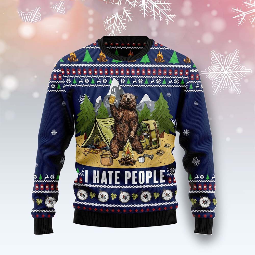 Bear I Hate People Ugly Christmas Sweater Bear I Hate People Ugly Christmas Sweater