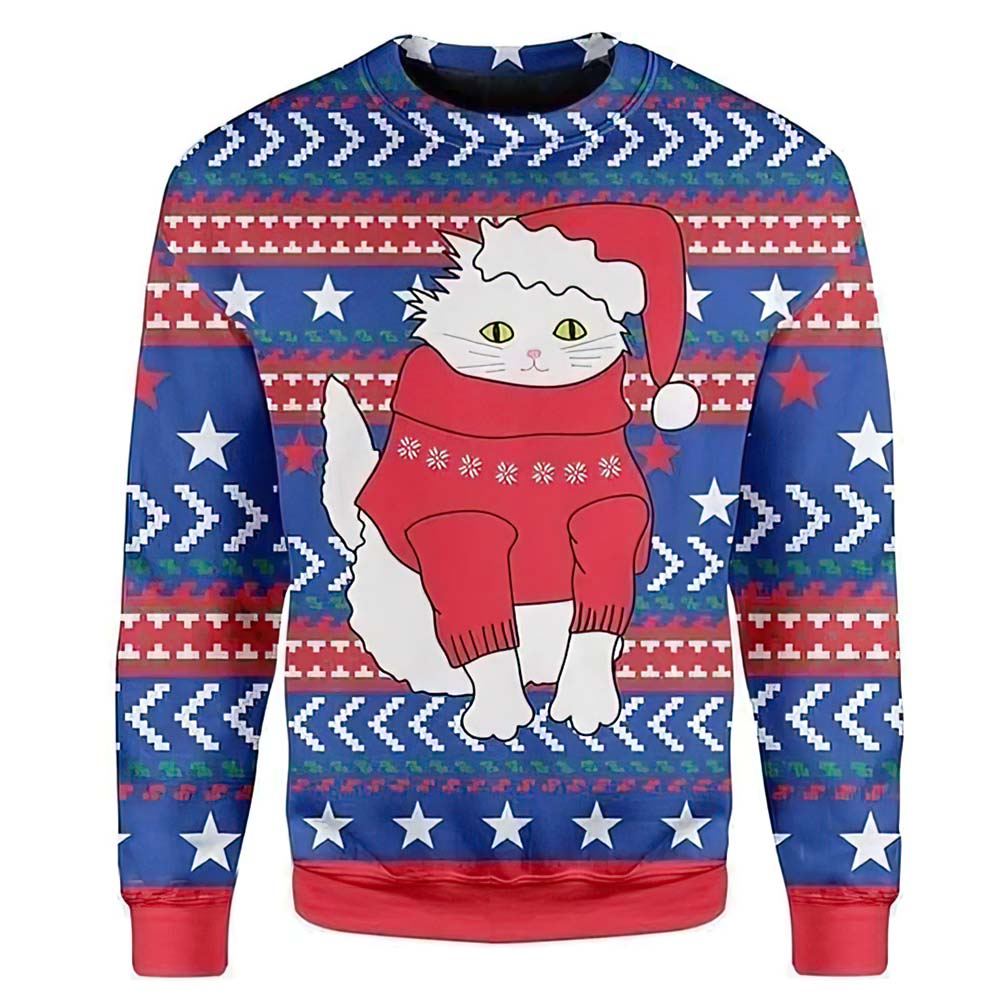 White Cat Santa Ugly Christmas Sweater White Cat Santa Ugly Christmas Sweater