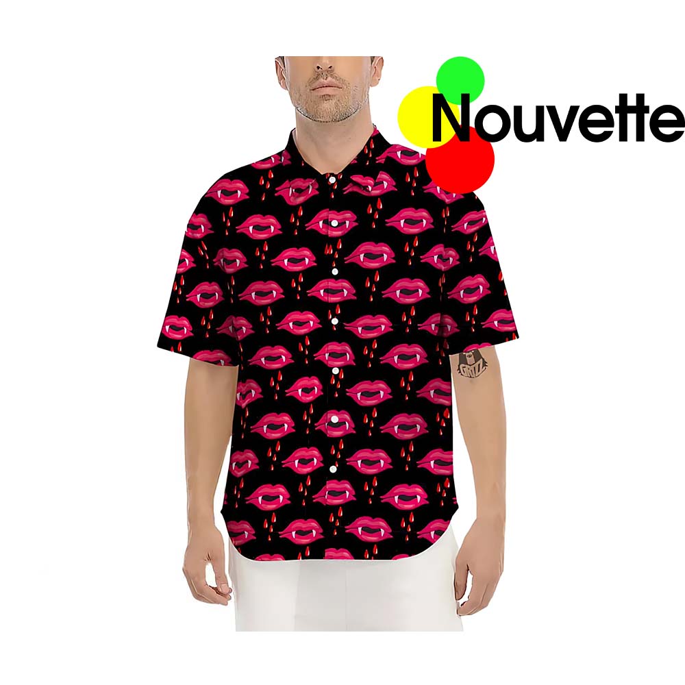 Vampire Lips Red Pattern Halloween Hawaiian Shirt Vampire Lips Red Pattern Halloween Hawaiian Shirt