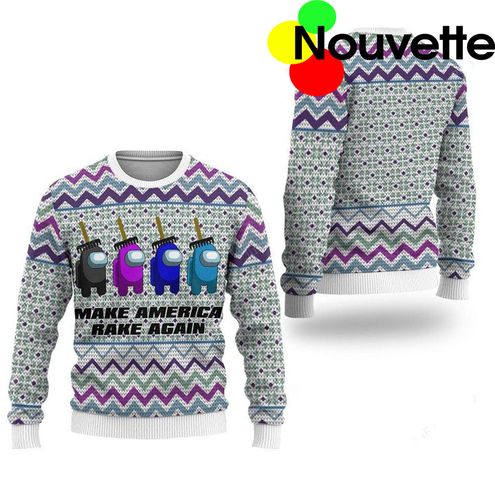 Among Us Make America Rake Again Christmas Ugly Sweater Among Us Make America Rake Again Christmas Ugly Sweater