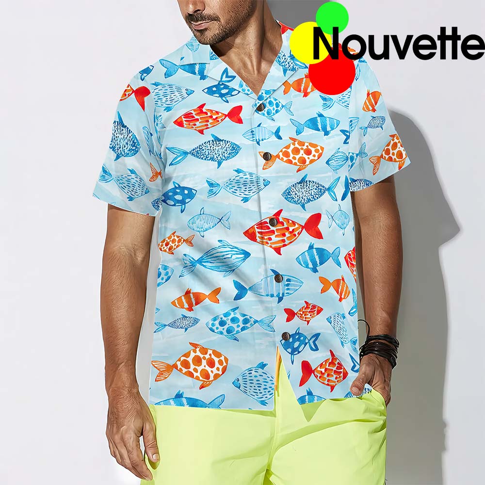 Fish Water Color Pattern V4 Hawaiian Shirt