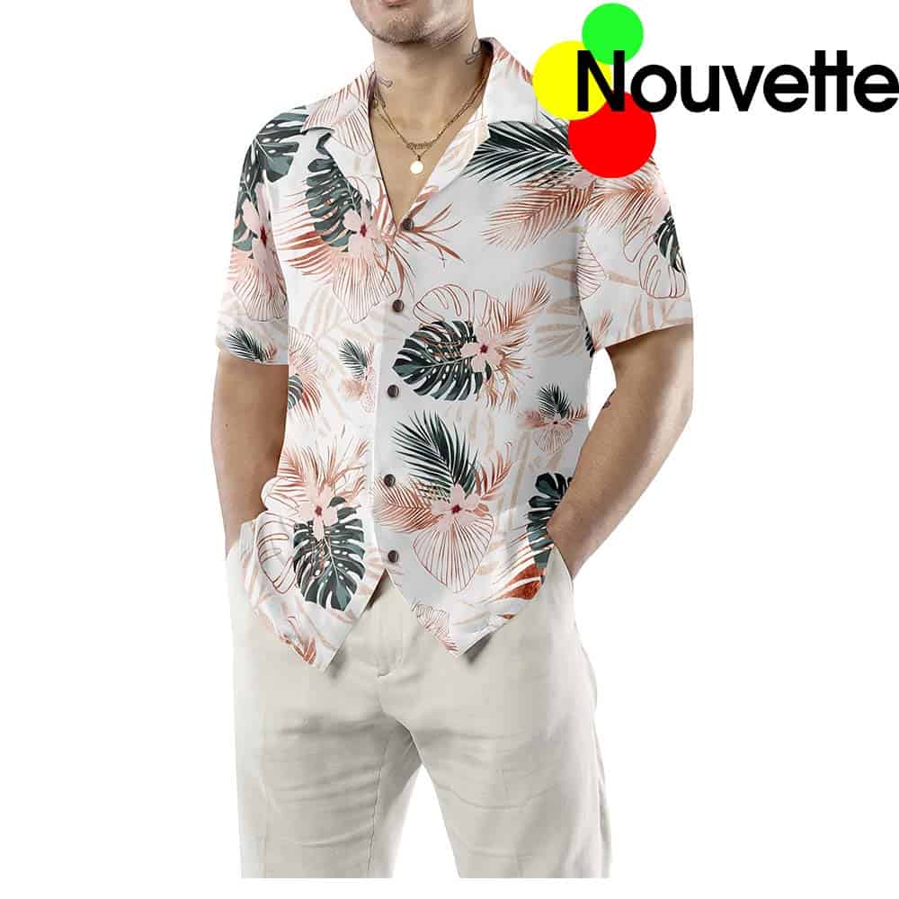 Rose Gold Tropical Palm Leaves Hawaiian Shirt Rose Gold Tropical Palm Leaves Hawaiian Shirt