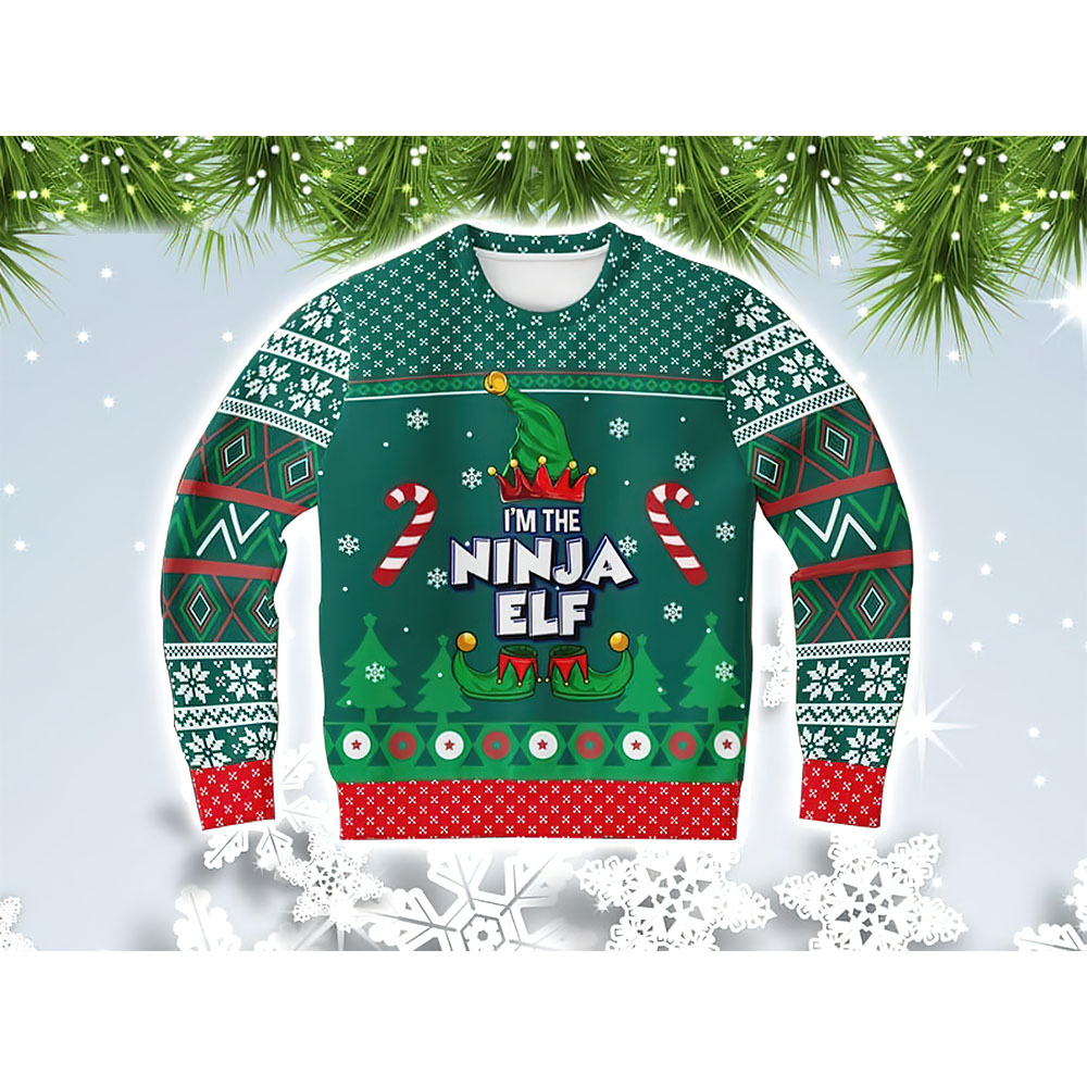 Ninja Elf Ugly Christmas Sweater Ninja Elf Ugly Christmas Sweater