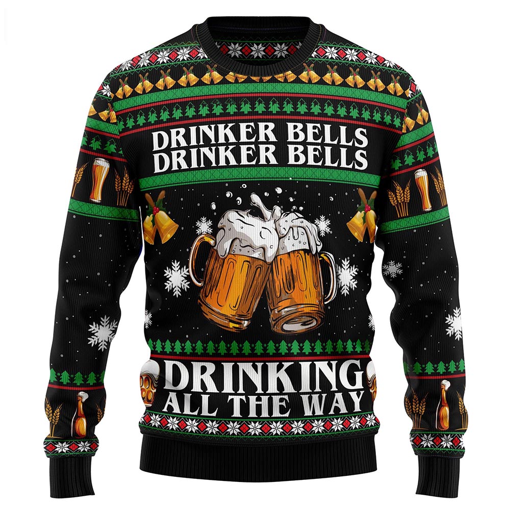 Drinker Bell Drink All The Way Ugly Christmas Sweater Drinker Bell Drink All The Way Ugly Christmas Sweater