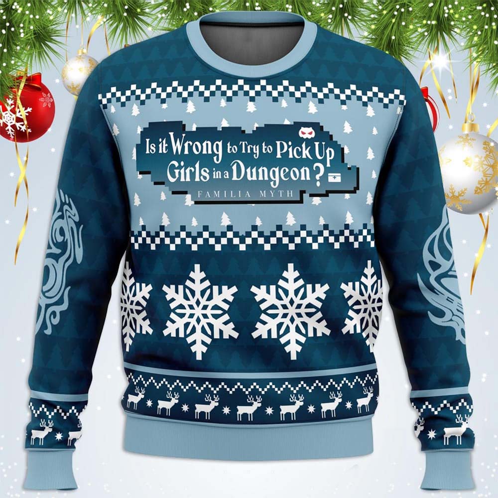 Hestia Familia Emblem Danmachi Ugly Christmas Sweater Hestia Familia Emblem Danmachi Ugly Christmas Sweater