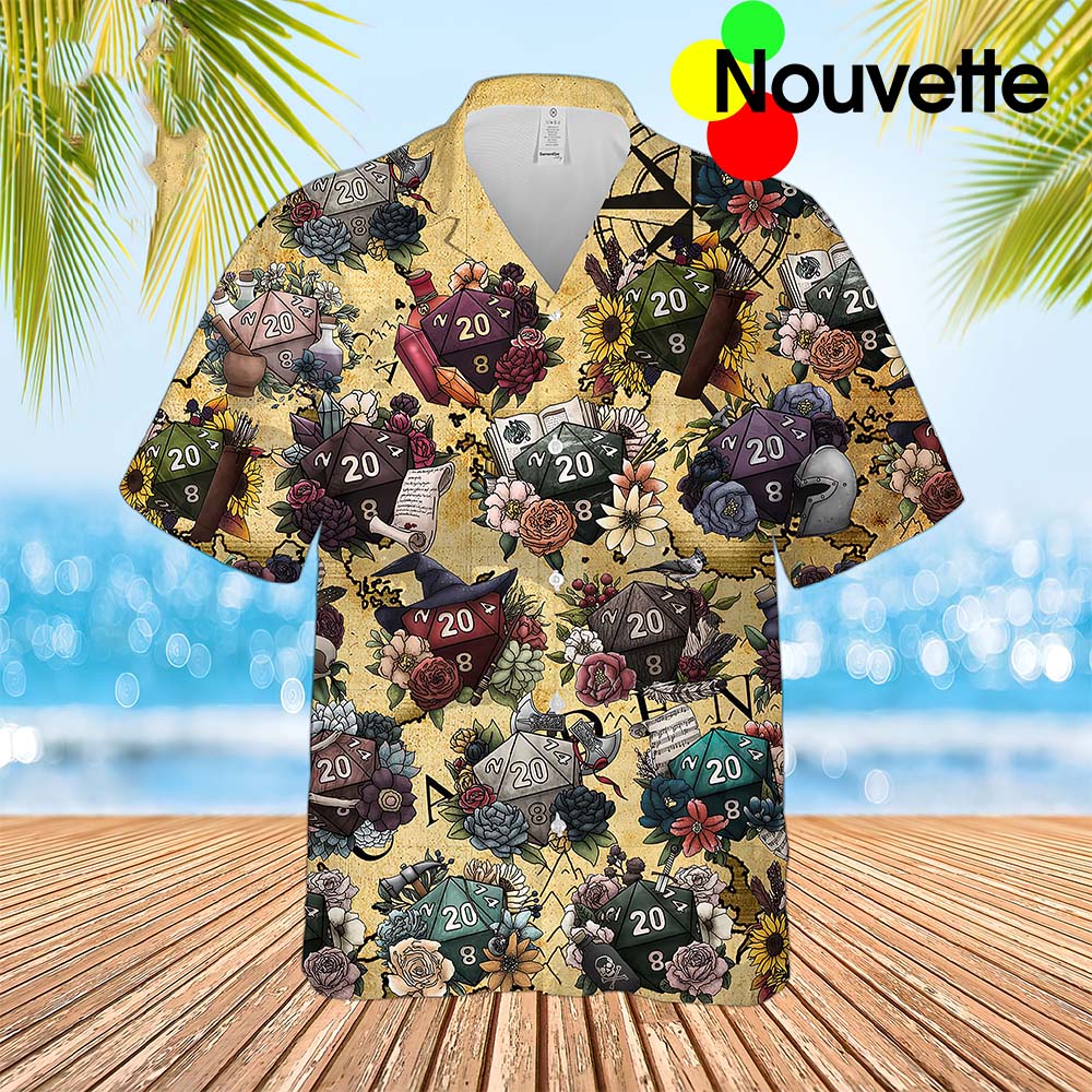Dnd Dice Flower Hawaiian Shirt Dnd Dice Flower Hawaiian Shirt