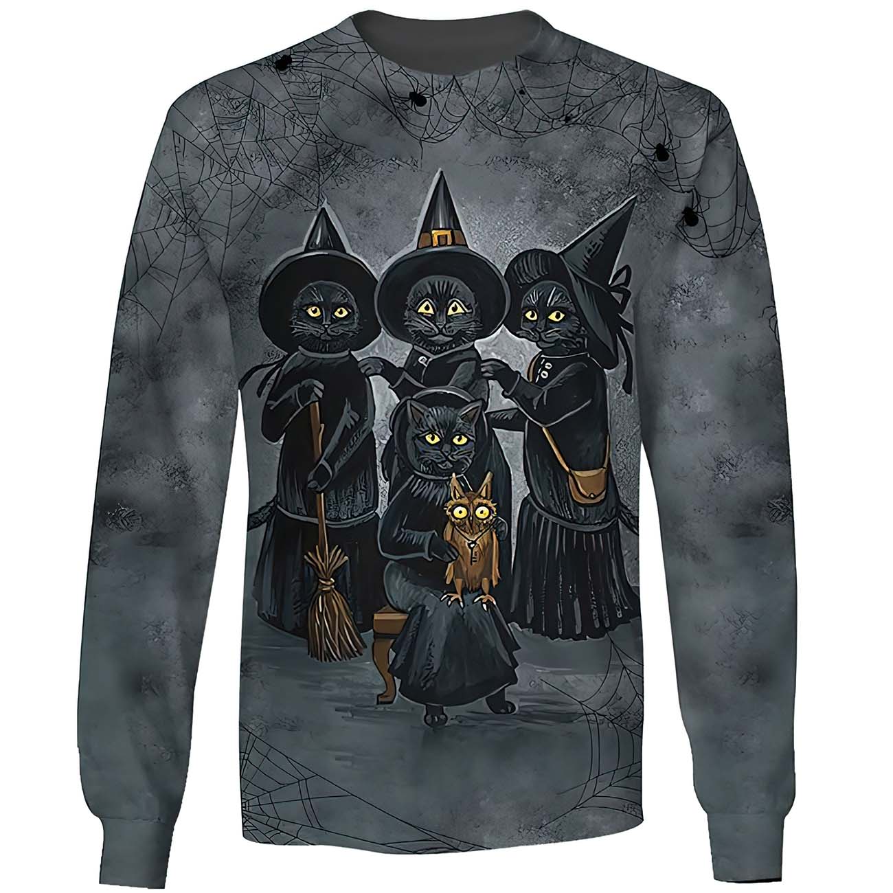 Back Cat Witches Halloween 3D Sweatshirt Back Cat Witches Halloween 3D Sweatshirt