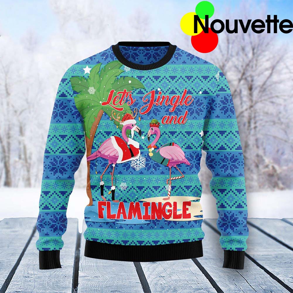 Flamingo Let Jingle Christmas Ugly Sweater Flamingo Let Jingle Christmas Ugly Sweater