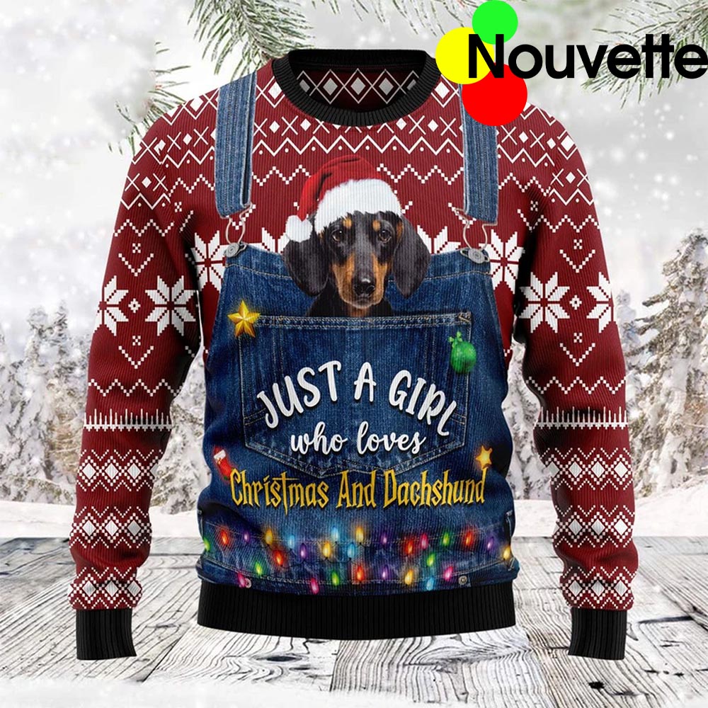 Just A Girl Who Loves Christmas And Dachshund Ugly Sweater