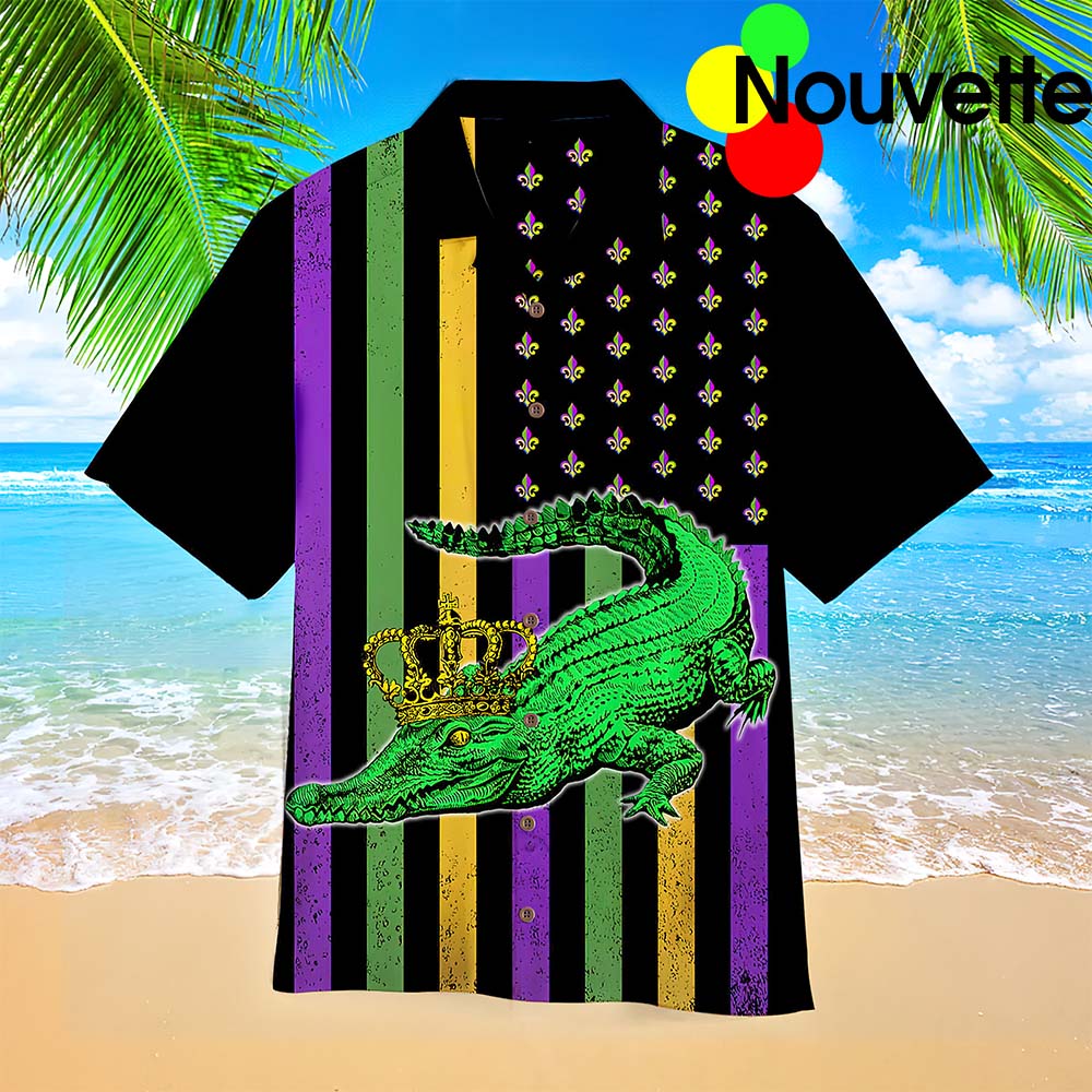 Alligator Mardi Gras Aloha Hawaiian Shirt Alligator Mardi Gras Aloha Hawaiian Shirt