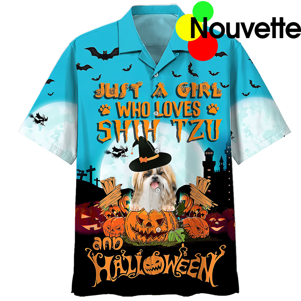 Shih Tzu Just A Girl Who Loves Halloween Hawaiian Shirt Shih Tzu Just A Girl Who Loves Halloween Hawaiian Shirt