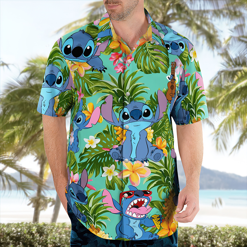 Stitch And Pineapple Hawaiian Shirt