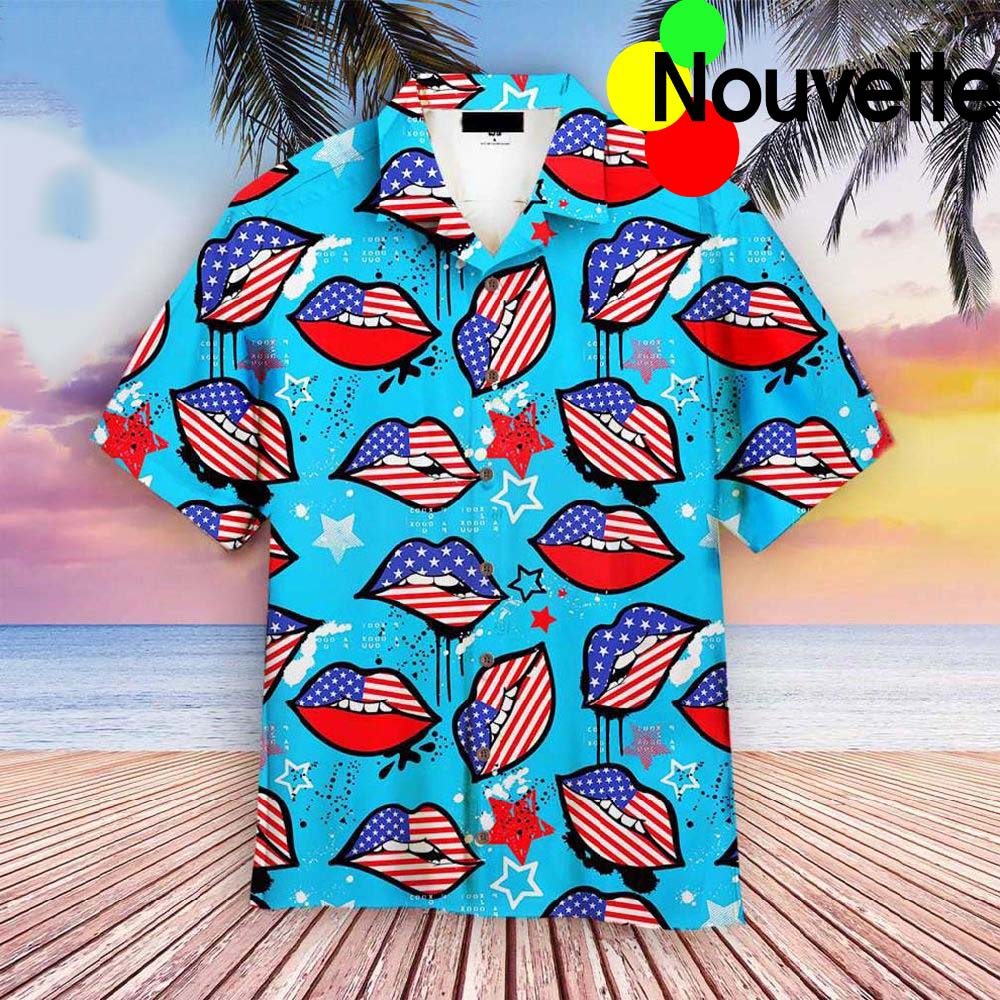 4Th Of July Lips Hawaiian Shirt 4Th Of July Lips Hawaiian Shirt