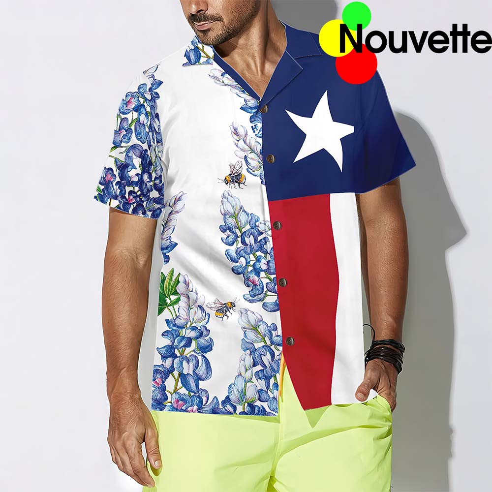 Royal Blue Bluebonnet Texas Hawaiian Shirt