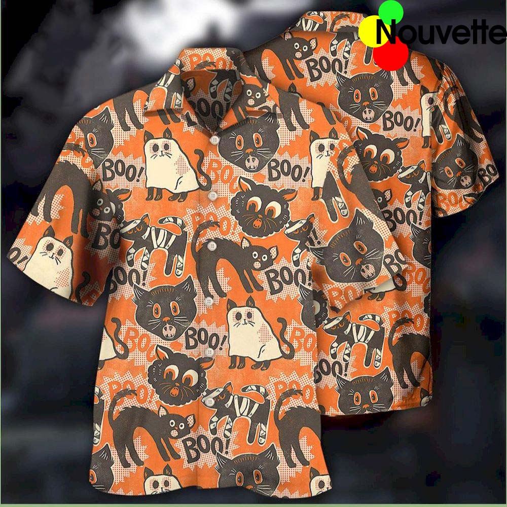 Halloween Spooktacular Scaredy Cat Hawaiian Shirt Halloween Spooktacular Scaredy Cat Hawaiian Shirt