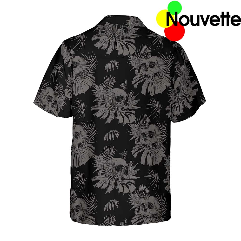Seamless Gothic Skull With Butterfly Goth Hawaiian Shirt Seamless Gothic Skull With Butterfly Goth Hawaiian Shirt