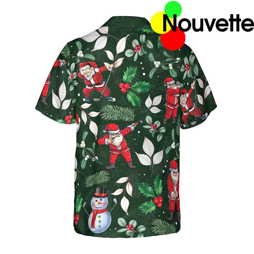 Santa Playing Golf Pattern Hawaiian Shirt Santa Playing Golf Pattern Hawaiian Shirt