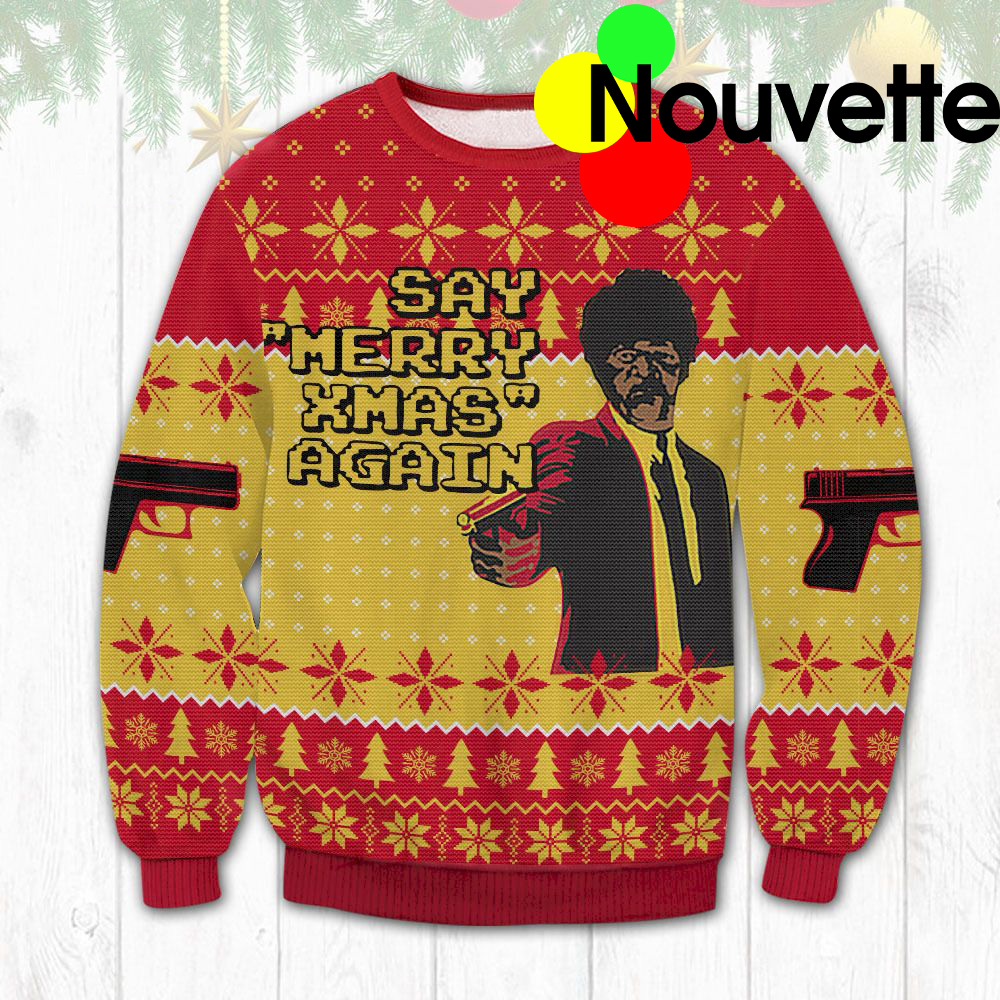 Pulp Fiction Say Merry Xmas Ugly Sweaters Pulp Fiction Say Merry Xmas Ugly Sweaters