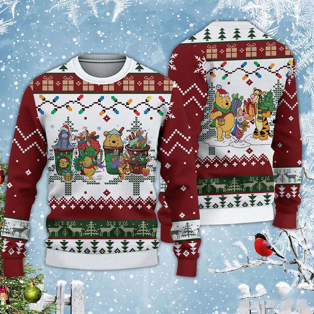 Pooh And Tiger Ugly Christmas Sweater Pooh And Tiger Ugly Christmas Sweater