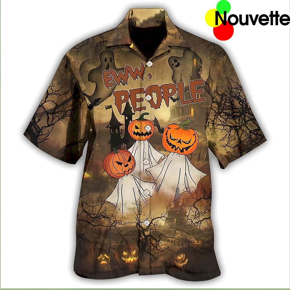 Eww People Pumpkin Ghost Halloween Hawaiian Shirt
